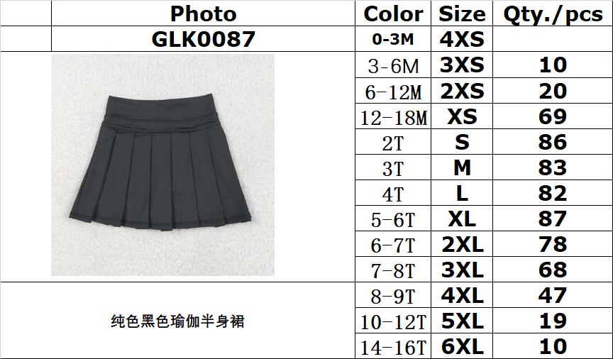 RTS NO MOQ（In Stock )  GLK0087 Solid Black Yoga Skirt