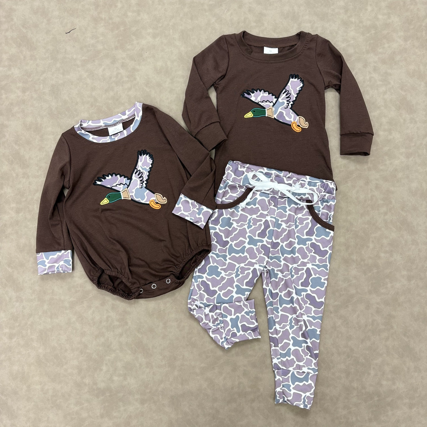 RTS NO MOQ Sibling Baby boy clothes embrodiery long-sleeved trousers suit & romper
