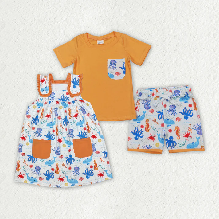RTS NO MOQ Girls clothes short sleeve Clothes Sets dress