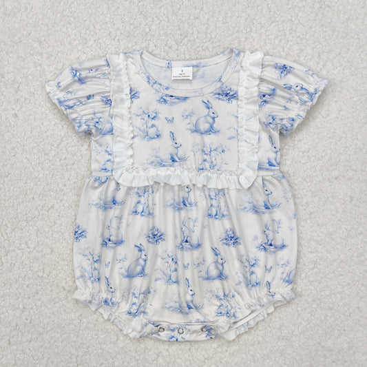 RTS NO MOQ ETA 5/7days arrived SR2143 Easter flower bunny lace short sleeve jumpsuit