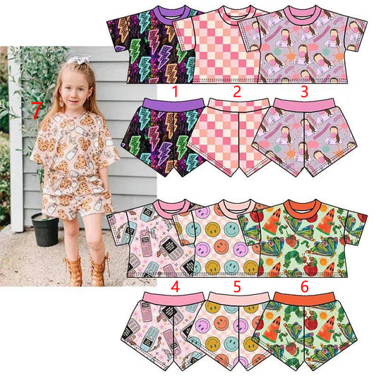 custom moq 5 mix size  Short-sleeved shorts pajama set