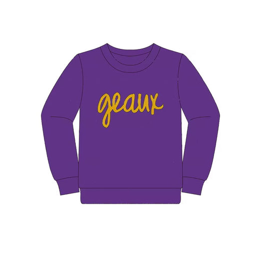 custom moq 3 eta 6-8weeks team geaus boys purple long sleeve top