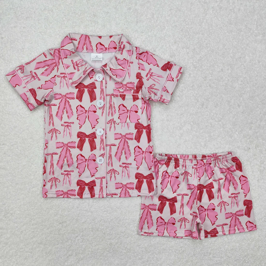 RTS NO MOQ Sibling baby girl clothes and Adult clothes bow kids short sleeve shorts set and adult sets