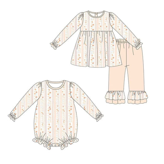 Custom moq 5 each style eta 6-7weeks baby girl clothes floral long sleeve pants sets and romper-25.9.4