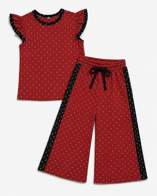 custom moq 5 mix size RRHRJI0102 Baby Girls Polka Dot Print Flutter Sleeve Top Pants Team Outfit