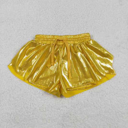 RTS NO MOQ（In Stock) Solid color yellow leather shorts