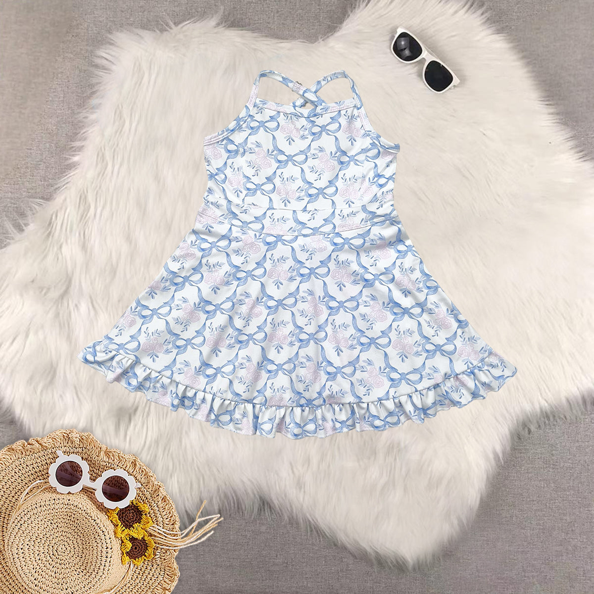RTS NO MOQ baby girl clothes yoga floral suspender skirt sets