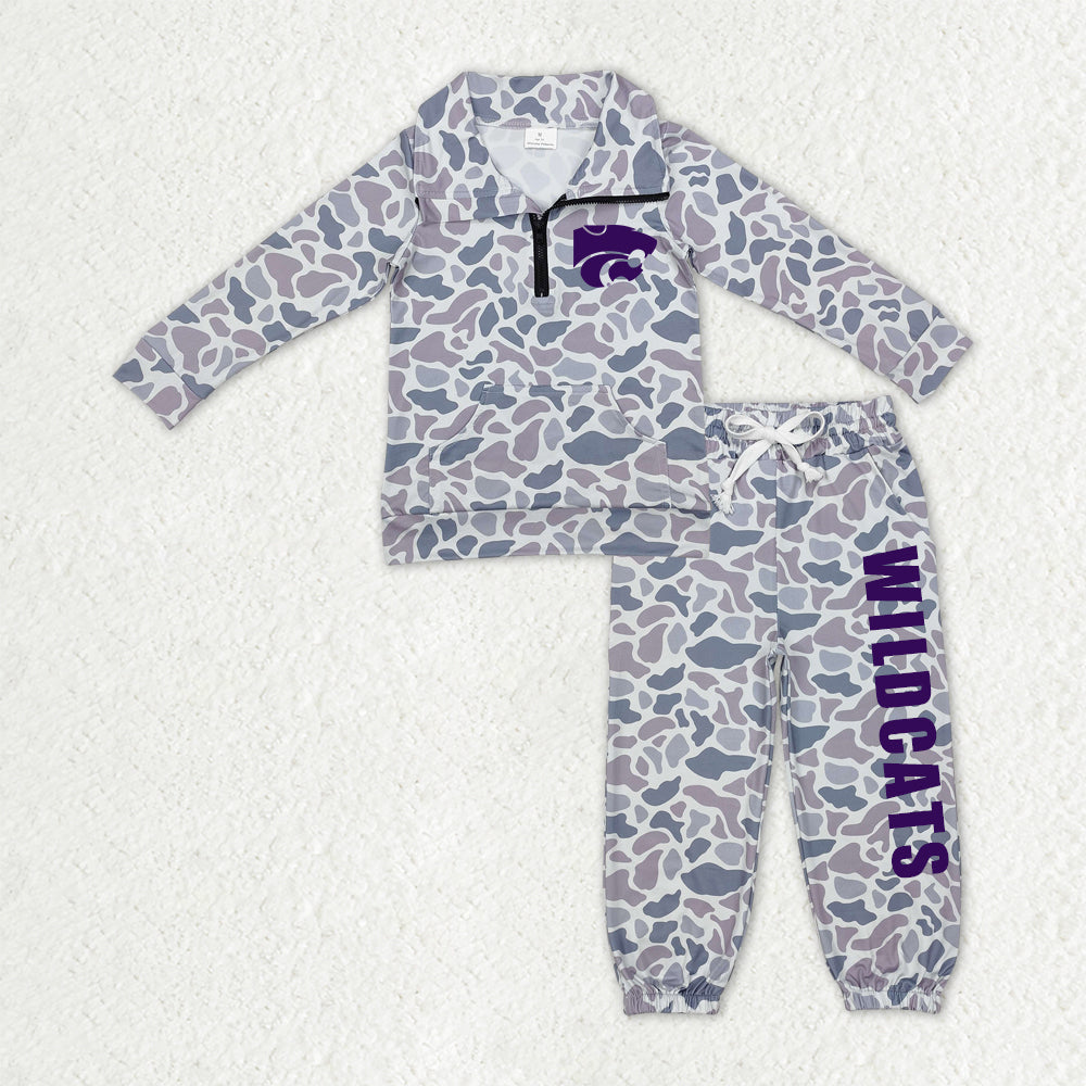 Custom moq 5 mix size milk silk summer teams baby boys clothes camouflage long sleeve pants sets-25.10.27