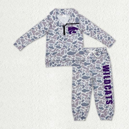 Custom moq 5 mix size milk silk summer teams baby boys clothes camouflage long sleeve pants sets-25.10.27