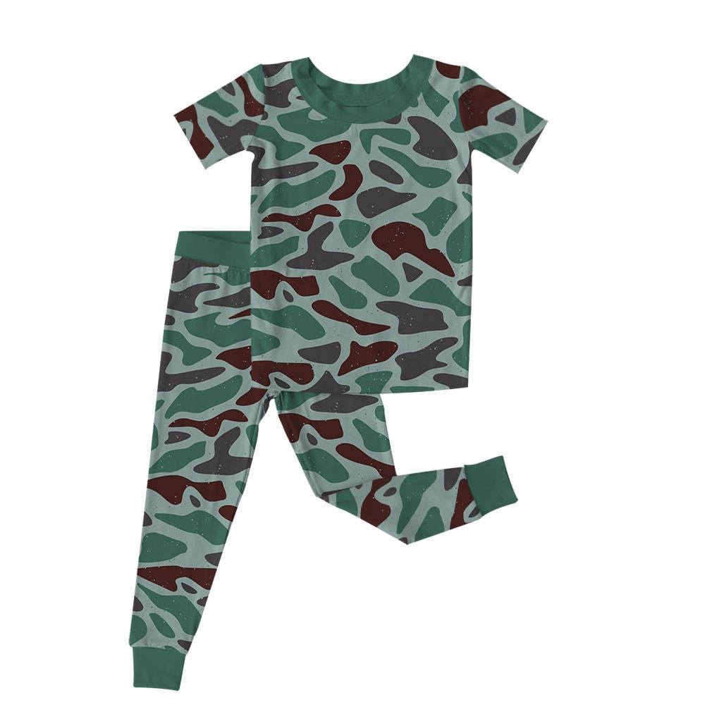Custom moq 5 each style eta 6-7weeks baby boy clothes camouflage short sleeve pants set 4-25.8.7