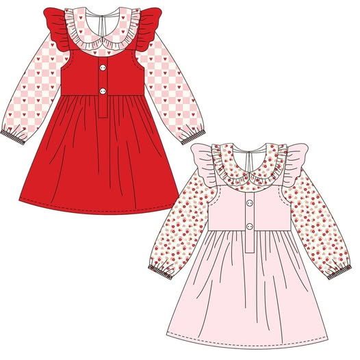 Custom moq 5 each style eta 6-7weeks baby girl clothes Christmas long sleeve dress 2-25.8.15
