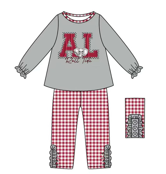 Custom moq 5 mix size milk silk summer teams baby girl clothes gray long sleeve pants sets-25.9.11