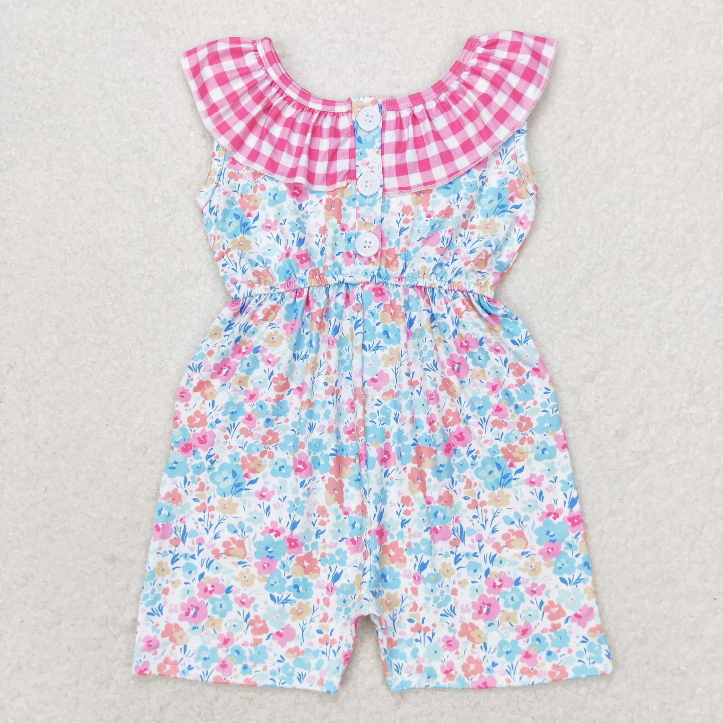 rts no moq SR1244 Floral rose red plaid lace sleeveless jumpsuit