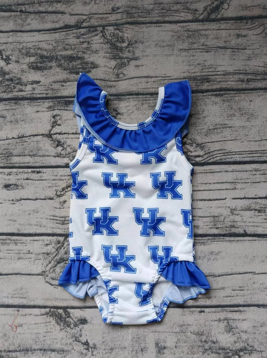 custom moq 5 eta 5weeks mix size team baby girls clothes UK blue summer jumpsuit swimsuit set, swimsuit fabric