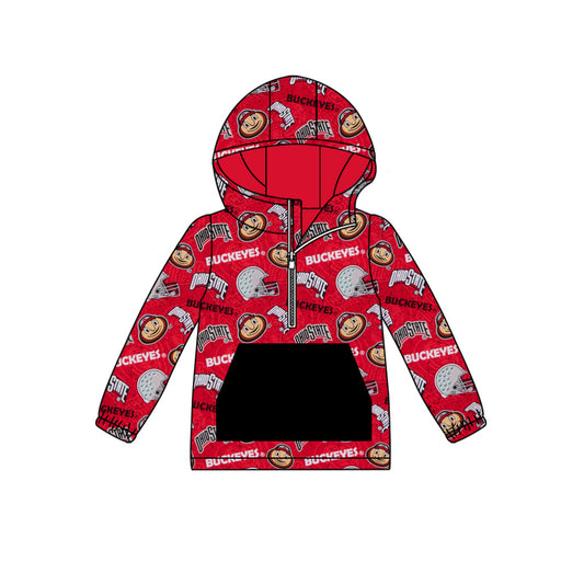 custom moq 5 tat about 6-8week  red sports  Long Sleeve Hood Zip-Up Hoodie