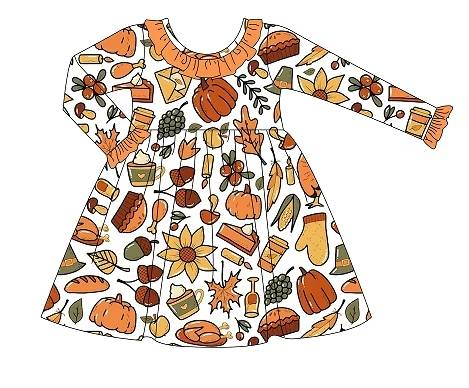 Custom moq 5 each style eta 6-7weeks baby girl clothes pumpkin long sleeve sets and rompers and dress-25.7.24