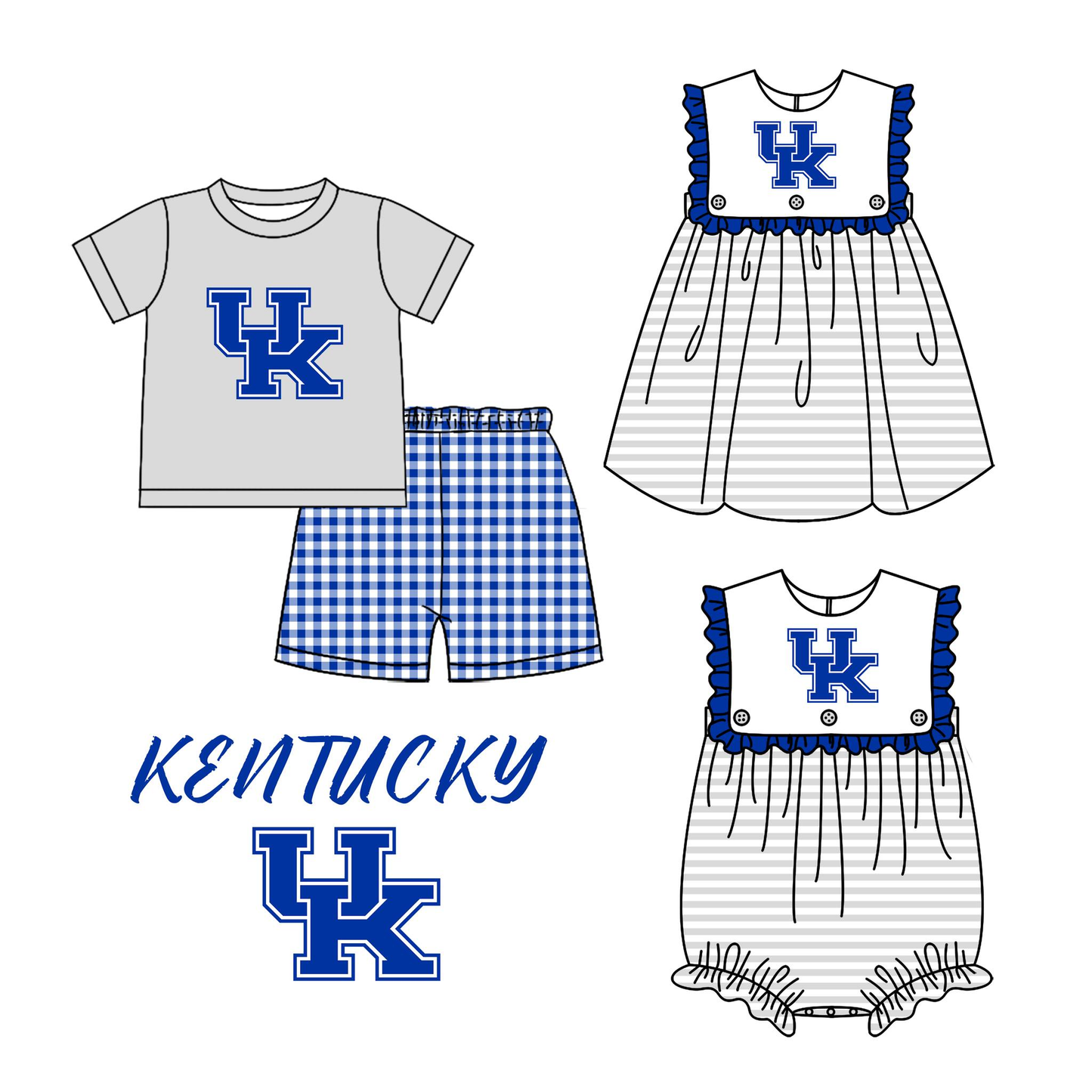 Custom moq 5 each style mix size milk silk baby kids clothes Summer blue set and dress and romper stripes