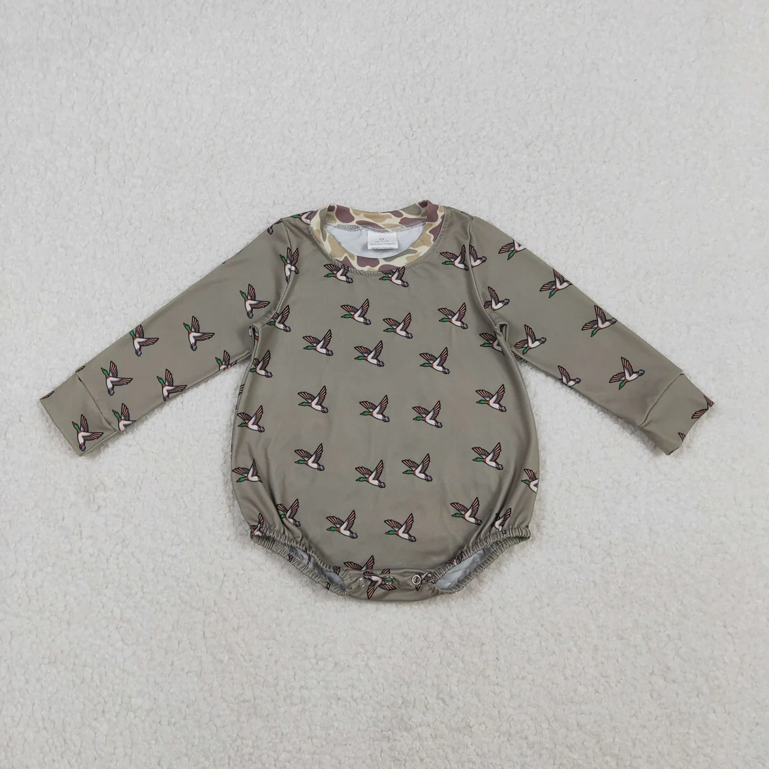 RTS NO MOQ Sibling baby boy girl clothes camouflage duck long-Sleeve rompers