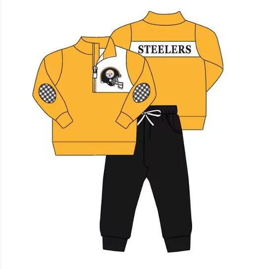 Custom moq 5 mix size milk silk summer team baby girl clothes orange long sleeve pants sets-25.8.28