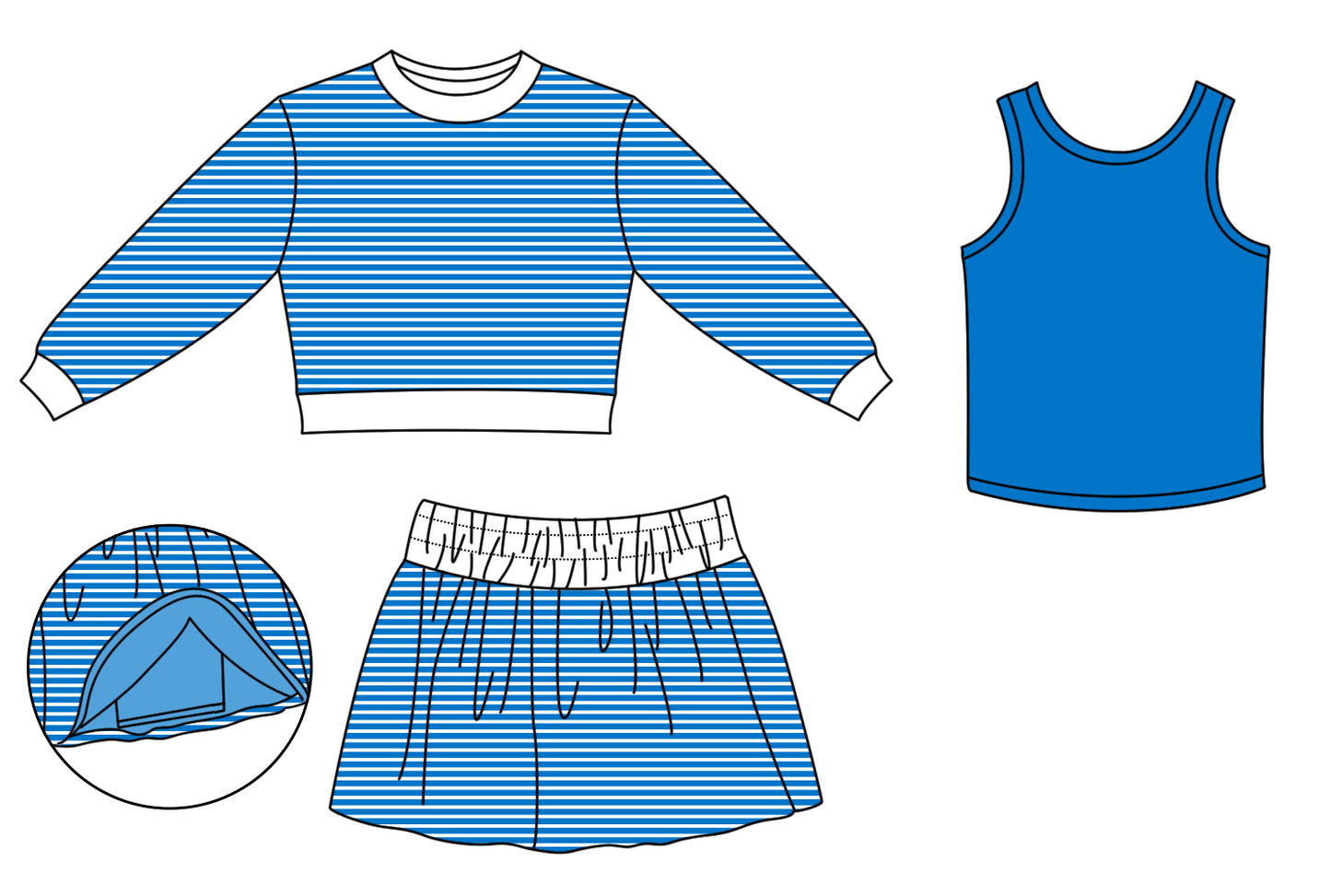 custom moq 5 mix size AM01 Yoga Baby Girls Striped Long Sleeve Top Solid Sleeveless Vest Striped Shorts 3 Pieces Yoga Outfit Set