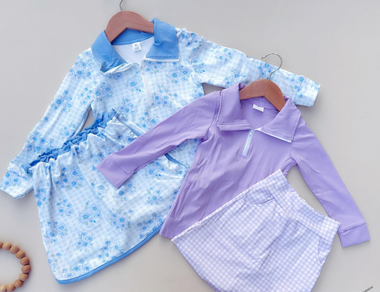 RTS NO MOQ Sibling baby girl clothes yoga short-sleeved skirt suit