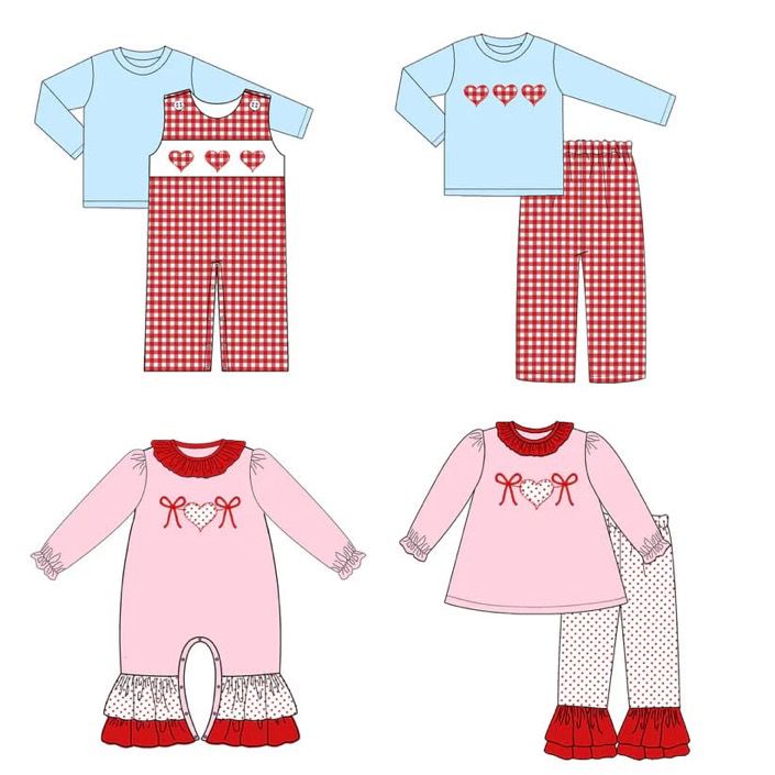 Custom moq 5 each style eta 6-7weeks baby girl clothes love bow long sleeve pants set 2 and rompers 2-25.8.28