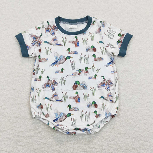Best Sell RTS Baby Boys Duck Short Sleeve Rompers Cute Print Comfortable Cotton Oneise