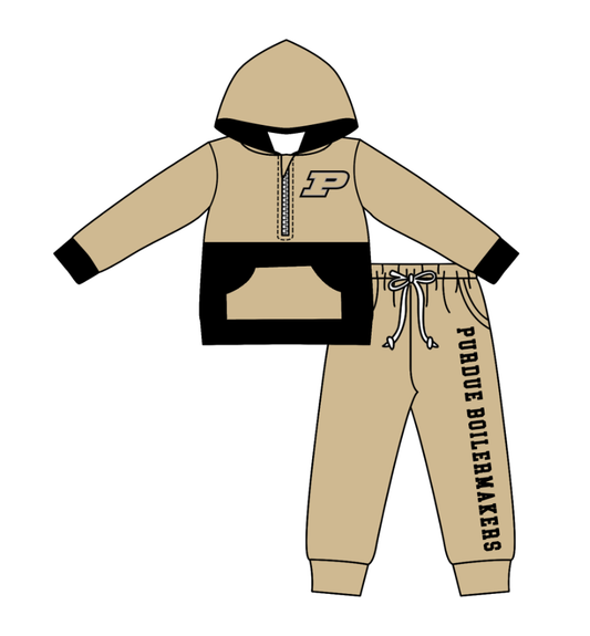 Custom moq 5 mix size eta 6-8weeks milk silk summer teams baby boy clothes khaki hooded long sleeve pants sets-25.10.27