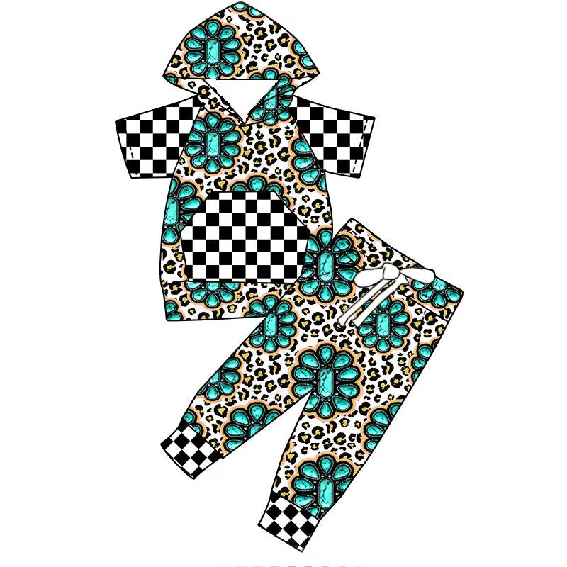 Custom moq 5 each style eta 6-7weeks baby boy clothes summer hooded short sleeve pants sets 6-25.7.24