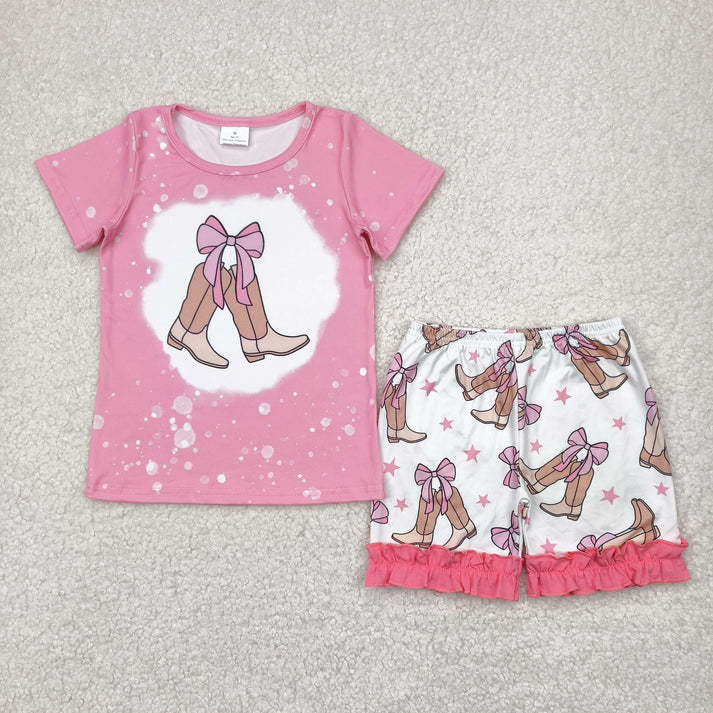RTS NO MOQ baby girls Clothes short sleeve shorts Sets