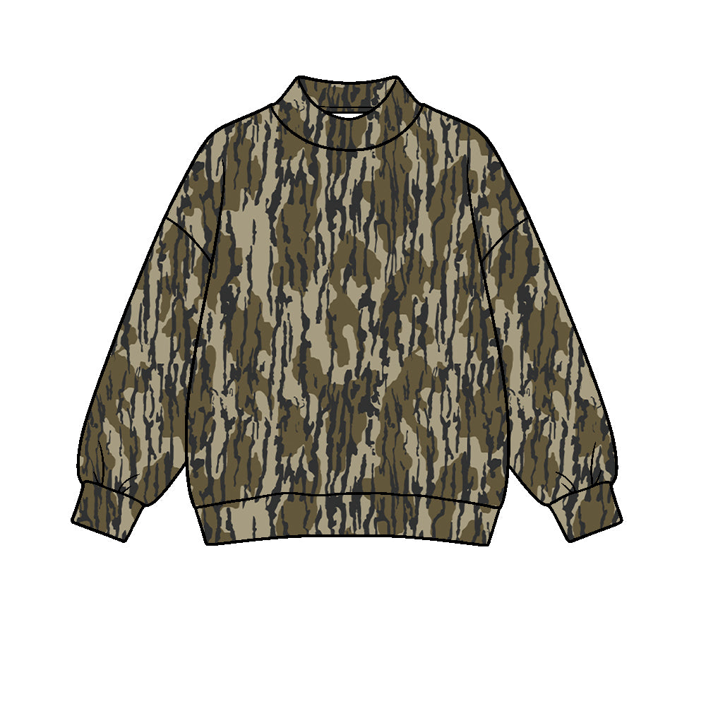 pre order no moq CAMOSW0101 High Neck Baby Kids Camo Print  Long Sleeve Pullover Sweatshirt Casual Top