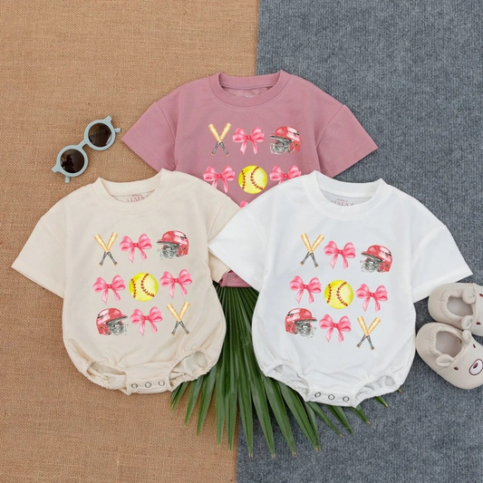 Custom moq 5 each style eta 6-7weeks baby girl clothes team rugby bow short sleeve romper 3-25.7.26
