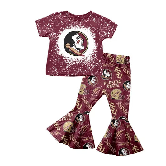 FSU baby girls clothes brick red pants sets