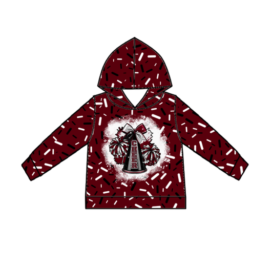 Custom moq 5 mix size milk silk summer team baby girls and boys clothes brick red hooded long sleeve top-25.10.24