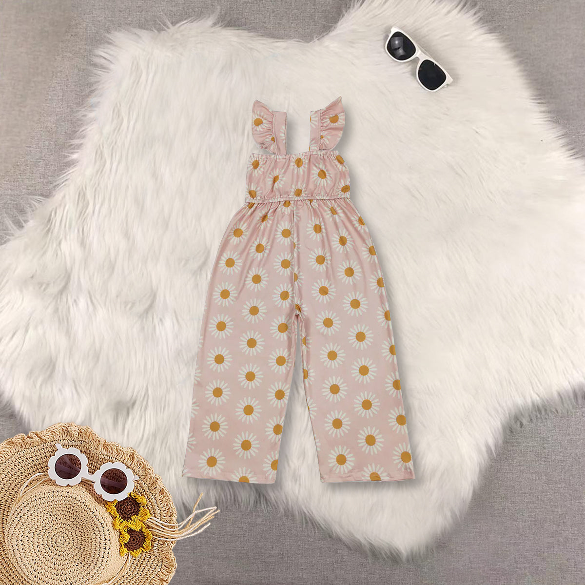 RTS Sibling Baby girls clothes flying sleeve jumpsuits