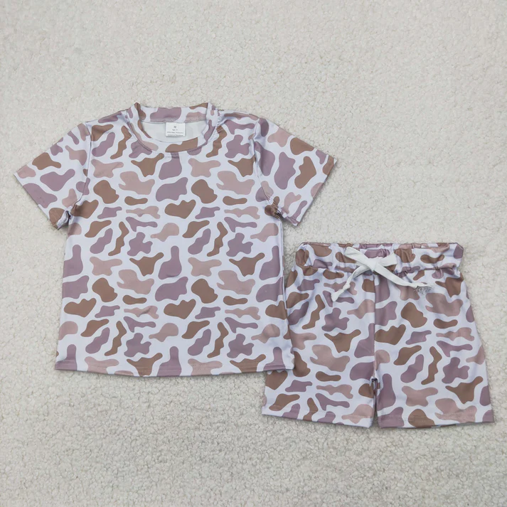 RTS no moq Sibling baby Boys and girls camouflage Short Sleeve Shorts sets