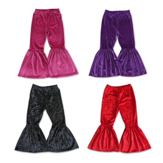 RTS NO MOQ C3-12 B3-11 P0224 P0385  Solid color cotton velvet flared pants