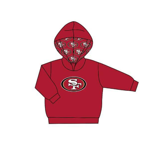 Custom moq 5 mix size milk silk baby girls clothes team red hooded long sleeve top-25.8.1