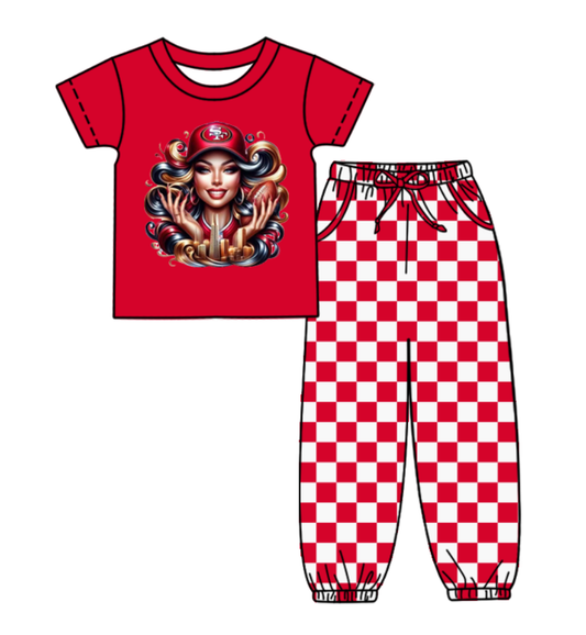 Custom moq 8 mix size milk silk summer teams baby boy clothes red plaid short sleeve pants sets-25.9.30