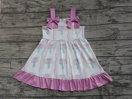 Custom moq 3 eta 6-7weeks baby girl clothes floral pink sleeveless dress-25.5.16