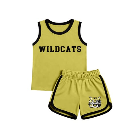 custom moq 5 mix size LYWD01 Baby Kids Letter Printed Sleeveless Tank Top Elastic Waist Shorts Team Set