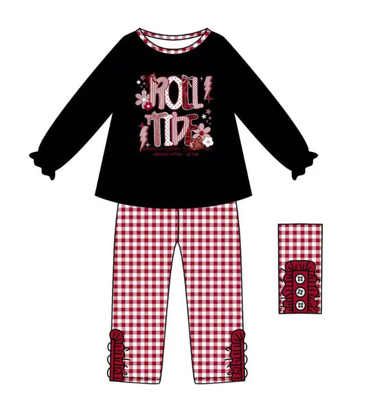 Custom moq 5 mix size eta 6-8weeks baby girl clothes black long sleeve pants set -25.9.11