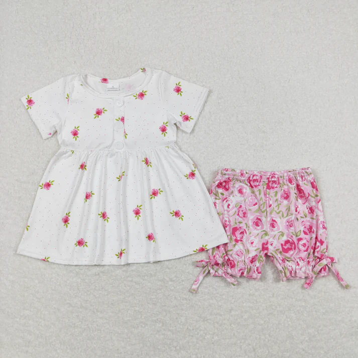 RTS NO MOQ baby girls Clothes short sleeve shorts Sets