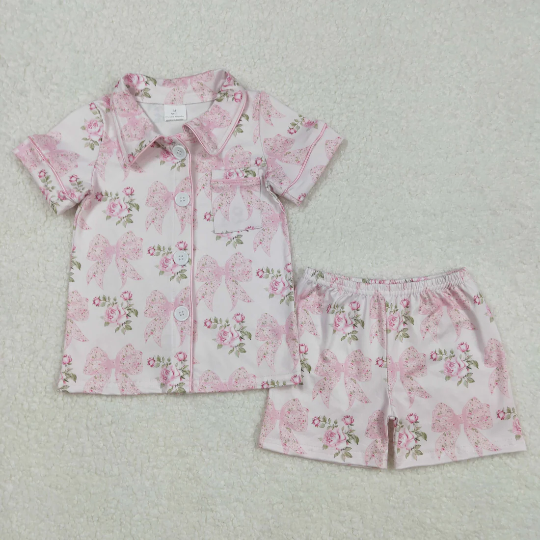 RTS NO MOQ Sibling baby girl clothes and Adult clothes bow kids short sleeve shorts set and adult sets