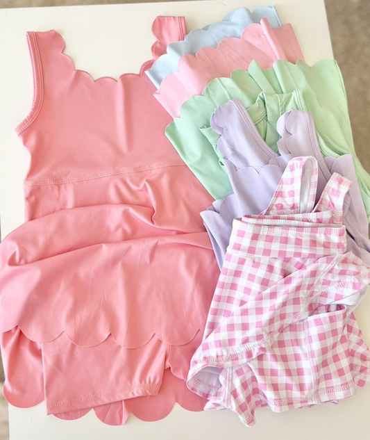 RTS NO MOQ Sibling baby girl clothes yoga suspender skirt sets