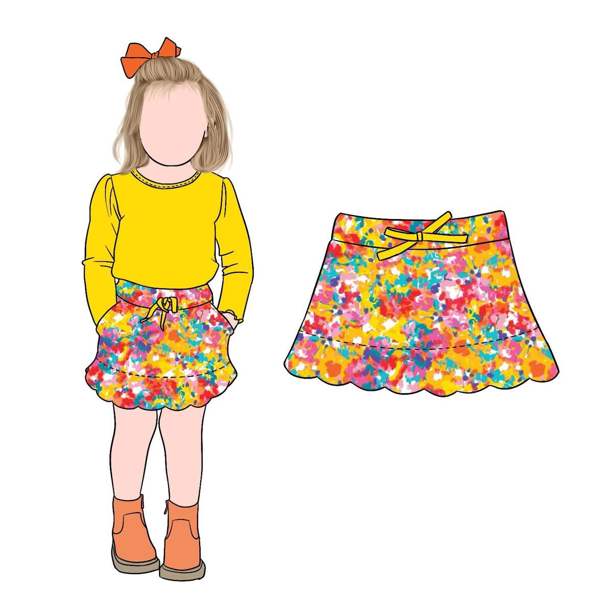Custom moq 8 each style eta 6-8weeks baby girls clothes floral yellow summer skirts-25.9.16