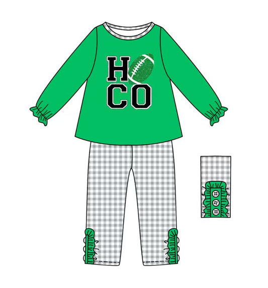 Custom moq 5 mix size milk silk summer teams baby girl clothes green long sleeve pants sets-25.9.11