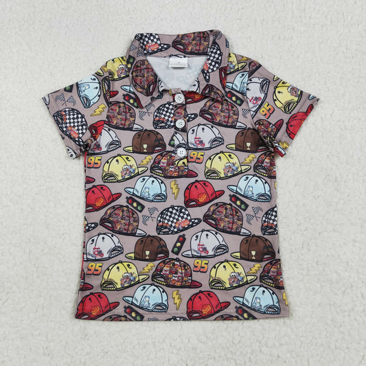 Cute Clothes  BT1228 hat brown button short-sleeved top