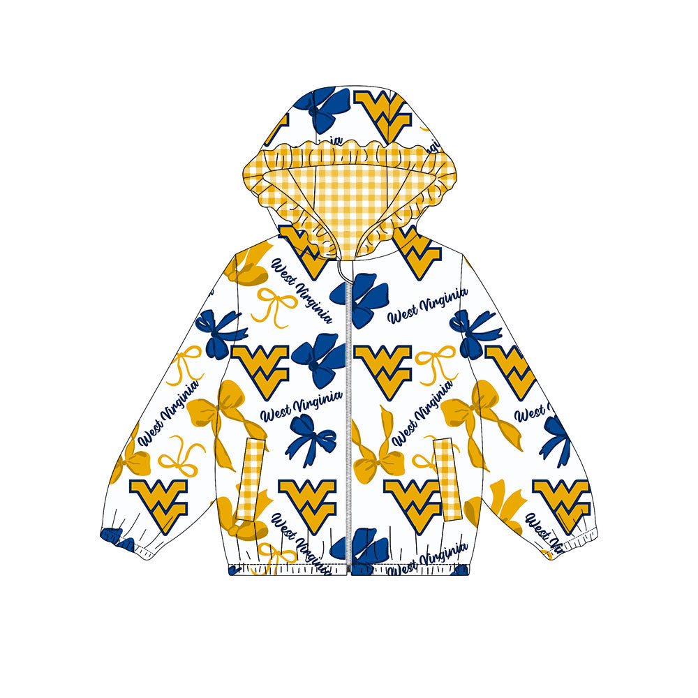 Custom moq 8 mix size milk silk summer team baby girls clothes bow yellow and blue hooded long sleeve top-25.9.26