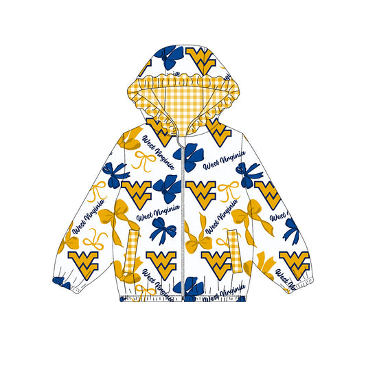 Custom moq 8 mix size milk silk summer team baby girls clothes bow yellow and blue hooded long sleeve top-25.9.26